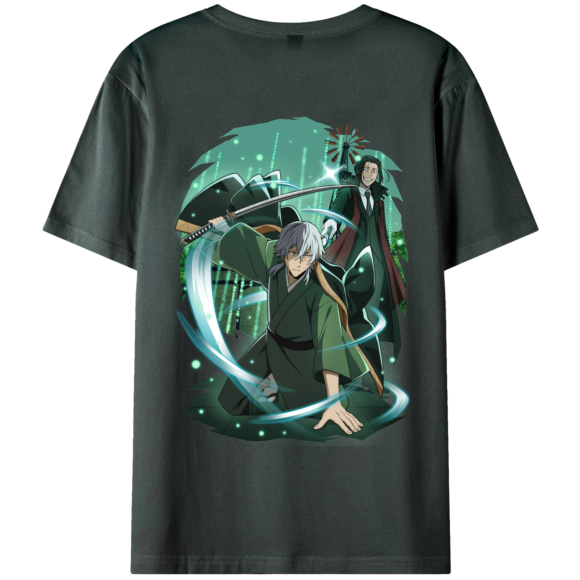 （画像用） 文豪ストレイドッグス Bungo Stray Dogs 綿100％ メンズ半袖Tシャツ（バックプリント） 通気性